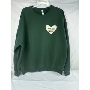 You Are Loved Mental Health Matters Crewneck Jerzees XL Green